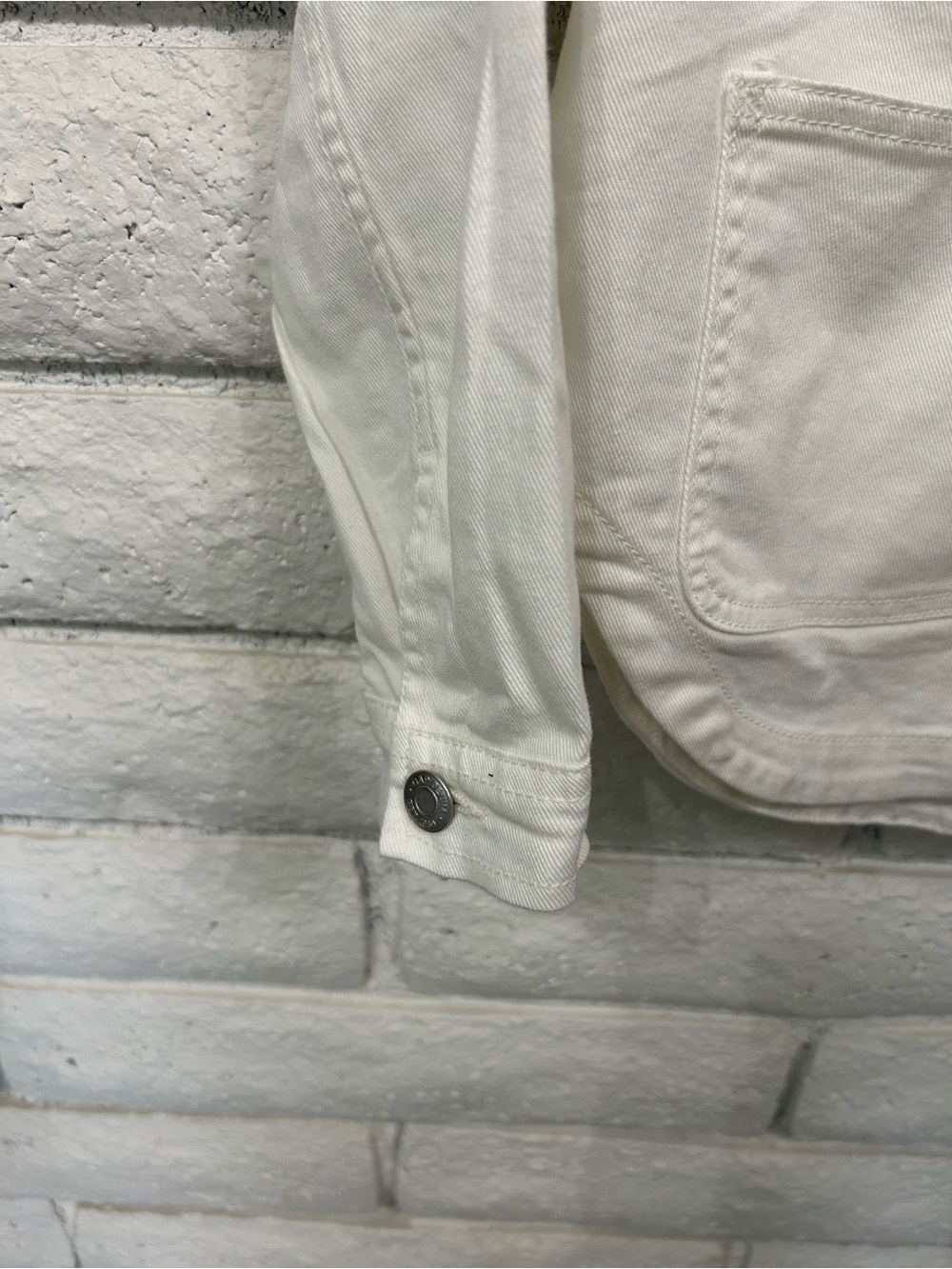 Gap Denim White Ruffle Detail Cropped Jean Jacket Girls Size 8 NWT - Picture 4 of 5